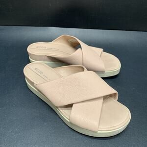 ECCO Touch Plateau Platform Criss Cross Slide Sandals Womens Size 6 Dusty Pink.